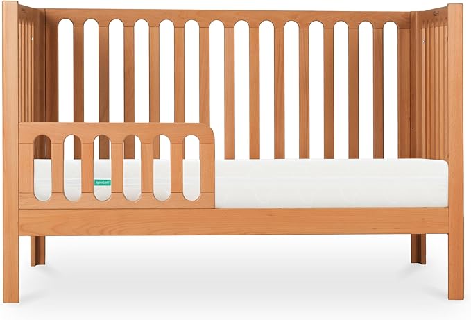 Newton Baby Galileo Standard Crib, Solid Beech Wood in Chestnut Color, 3-in-1 Convertible Crib with Toddler Bed Conversion Kit, Baby-Safe Finish