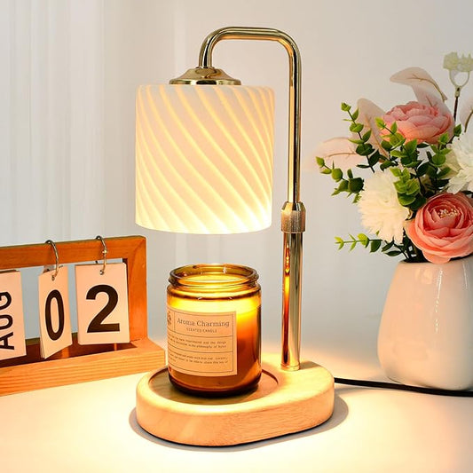 Candle Warmer Lamp with Timer Dimmable, New Adjustable Height Frosted Glass Texture Wax Melt Warmer Lamps for Scented Jar Candles, Gifts for Women Mom, Home Decor Table Lights