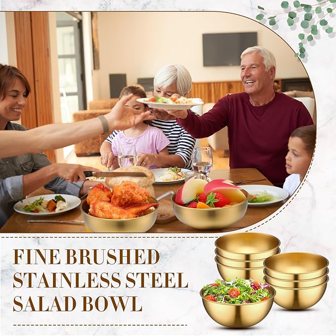 Nuogo 10 Pcs Stainless Steel Mixing Bowls Decorative Esthetician Bowls for Wedding Party Baking Prepping Serving Facial Food Salad Fruit Snack Soup Cereal(4.7 Inch,Gold)