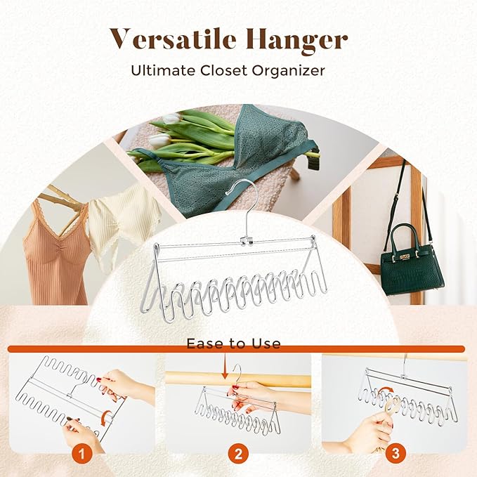 HOUSE DAY Closet Organizers and Storage, Tank Top Hangers, Rotatable Bra Organzier for Closet, Max 24 Storage Capacity Sport Bra Holder, Metal Space Saving Hanger 1 Pack - Dorm Room Essentials