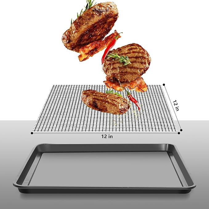 Air Fryer Oven Liners and Mesh Grill Mats Compatible with Ninja Foodi SP101 SP201 SP301，Reusable 12inch Non-Stick Liner for Bottom of Oven and Air Fryer Toaster Oven Mat for Oven
