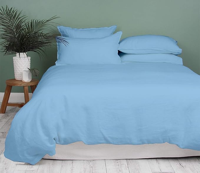 Queen Duvet Cover 1000 Thread Count 100% Egyptian Cotton Luxury Hotel Quality Sky Blue Quilt Cover & Pillow Sham - 3 Piece All Season Duvet Cover Set with Zipper Closure, Corner Ties