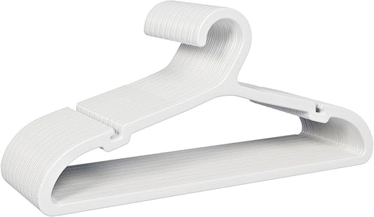 30 Pack Clothes Hangers, Non Slip Plastic Coat Hangers, Space Saving Hangers, Heavy Duty, Hanging Dry Wet Clothes, 16.4" x 8.3", White, UAPY0530W
