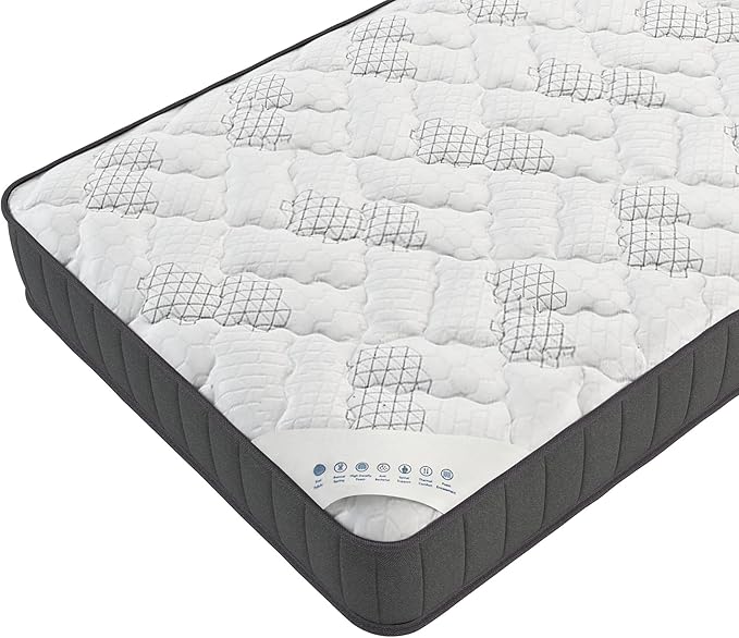 Ottomanson Twin XL 9" Hybrid Mattress - Rock Hard Feel - Made in USA - Individually Pocketed Coils & CertiPUR-US Foam - Fiberglass-Free - Bed in a Box