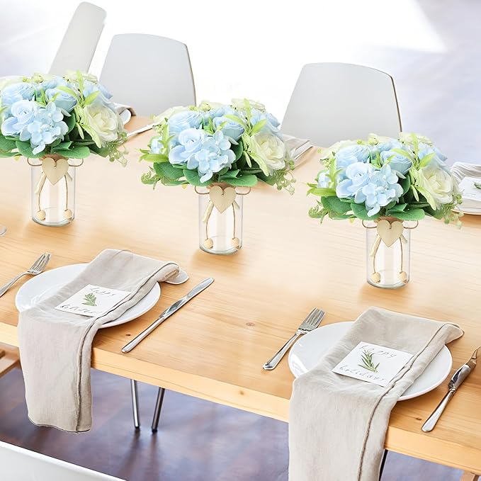 Vintage Glass Vases for Flowers, Set of 3 Mason Jar Vase Table Centerpieces for Farmhouse Room Decor, Wedding, Bridal Shower Bud Vase Set (Medium)