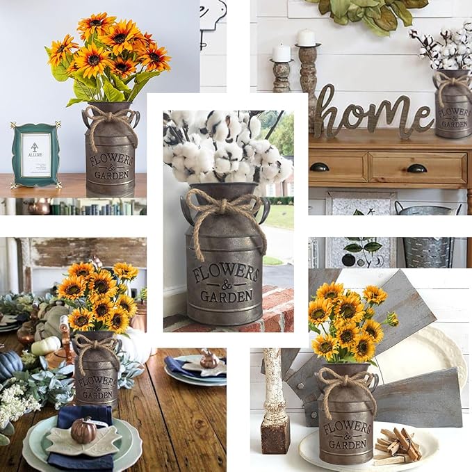 Vintage Rustic Antique Decorative Flower Vase Milk Tin Can for Centerpieces, Home Decor or Gift