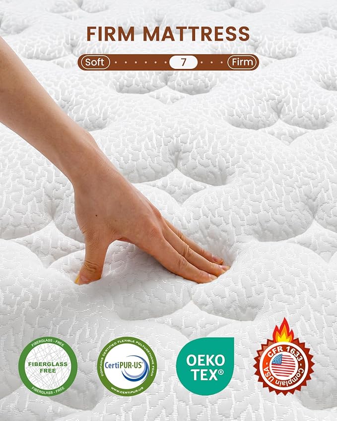 BedStory Firm King Mattress for Couples - 14 Inch Hybrid Mattress with Quiet Motion Isolation, Extra Spinal Support and Back Pain Relief - 800+ Pocket Springs, CertiPUR-US Certified