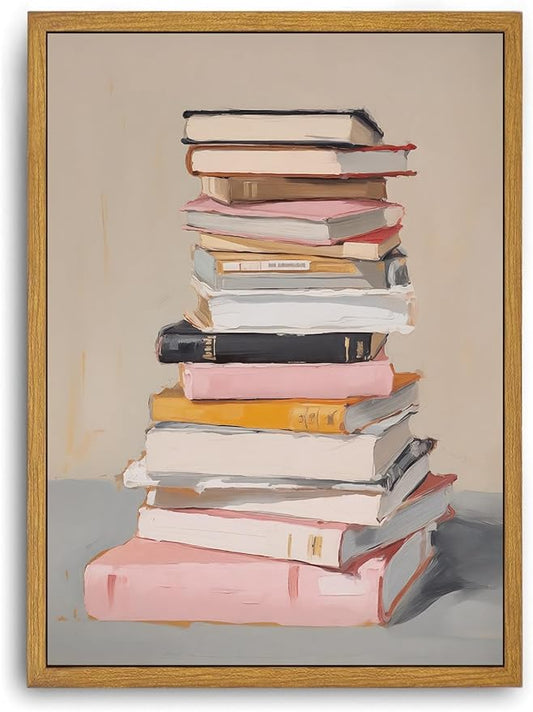 Djmwtb Book Framed Wall Art Books Canvas Wall Art Prints Minimalist Library Art Prints Bookish Artwork Paintings Wall Decor for Classroom Reading Room Office Kids Bedroom 8x10in