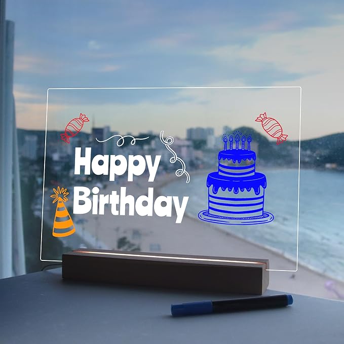 Dry Erase Board with Light, 13x9, USB-Powered Light Up Whiteboard, Includes 4 Quick-Dry Markers & Eraser, to-Do List, Planner, Message Board, Party Sign