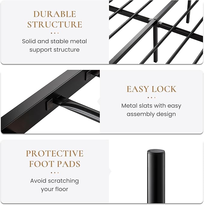 SHA CERLIN 14 Inch King Size Metal Bed Frame with Iron-Art Headboard and Footboard,Under Bed Storage Space,Platform Bed with Metal Slats Support,Easy Assembly,Noise Free,No Box Spring Needed,Black