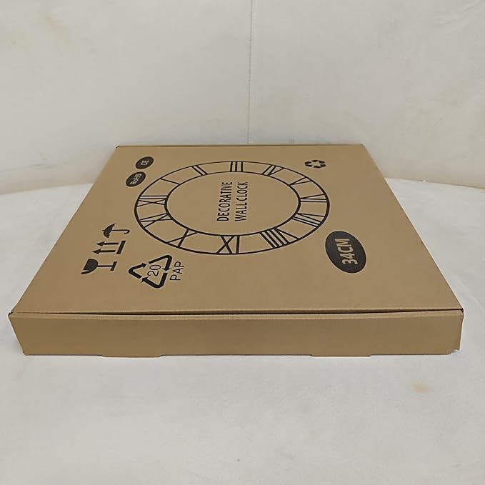 Maxstar Wall Clock Battery Operated,Silent Non-Ticking Modern Rustic Metal Round Clocks Small for Living Room/Bedroom/Office/Kitchen/Farmhouse Home Decor-14 Inch(Yellow-Wood)