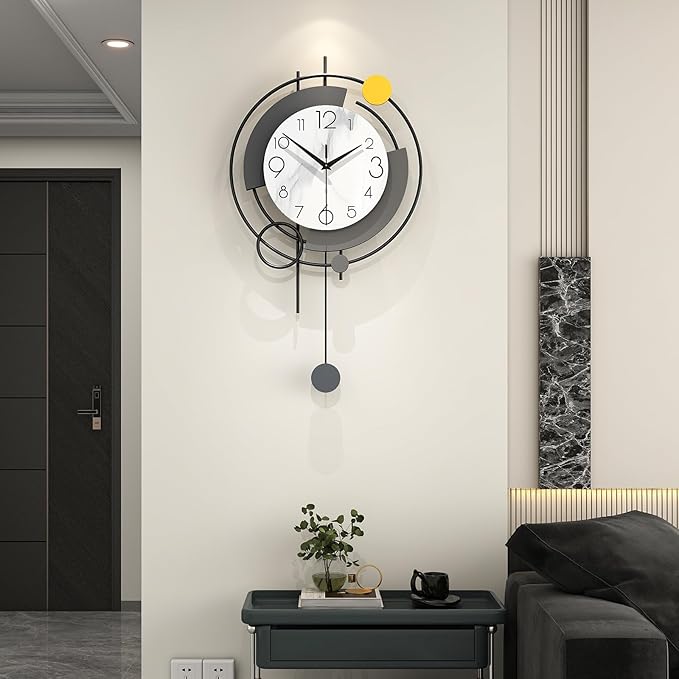 FLEBLE Wall Clock Silent Modern Wall Clock for Living Room Decor Analog Large Clock Battery Operated Non-Ticking with Minimalist Design for Kitchen, Bedroom, Office, Home,13x22.8 inches