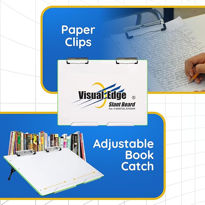 Slant Board for Writing - Adjustable Magnetic Whiteboard & 22° Angle Ergonomic Desk for Reading, Writing, & Drawing for Students, Teachers – Ideal for Posture, Study, & Orientation – Green