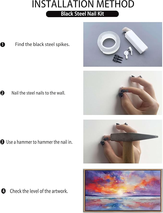 DUNHUANG ART Vibrant Ocean Sunset Canvas Wall Art - Beach Decor & Sunrise Poster - Red Scenery Poster for Living Room & Bathroom - 24"x48"