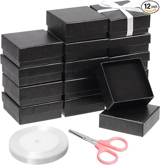 Glarks 17pcs 2.95 x 2.95in Jewelry Gifts Boxes Kit, Black Fan Shaped Jewelry Boxes for Ring Earring Jewelry, Christmas, Birthday, Anniversaries, Valentine’s Day, Mother’s Day and Other Festivals