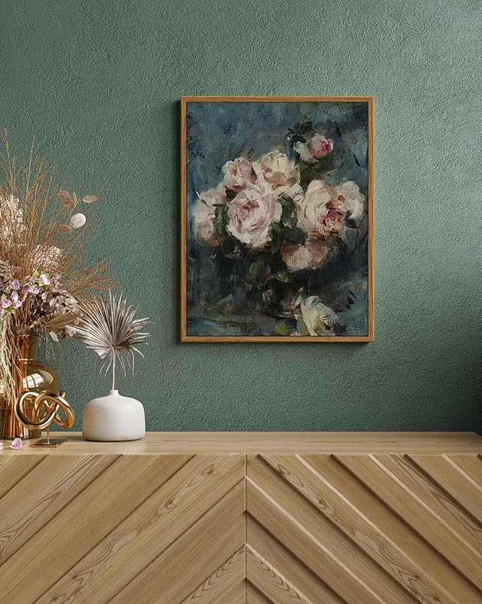 InSimSea Framed Wall Art for Living Room Flower Wall Art Home Decor Roses Vintage Botanical Prints Floral Paintings Canvas Art Wall Decor Floral Canvas Prints for Bedroom Office Decor 11x14in