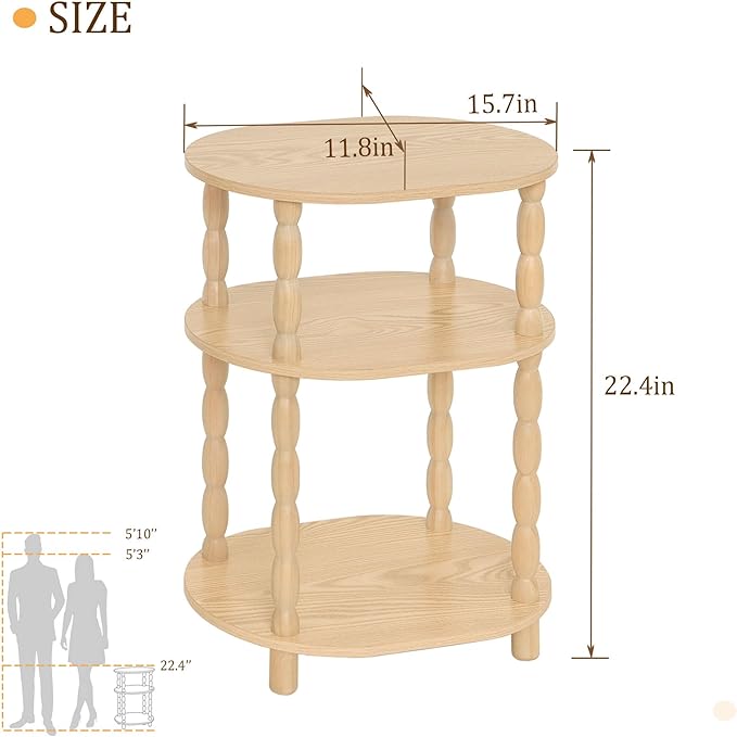 MaxSmeo End Table, Small Oval Side Table for Small Spaces, Modern Night Stand Accent Table for Living Room, Bedroom, Natural