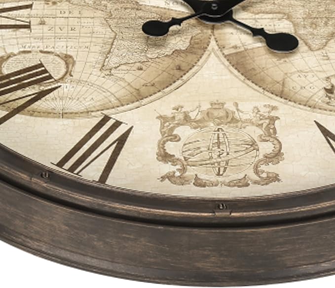 20 Inch Retro Farmhouse Wall Clock, Vintage Silent Non-Ticking, Battery Operated Decorative Clock for Living Room, Kitchen, Bedroom, Office and Home Decor,Brown Roman Number