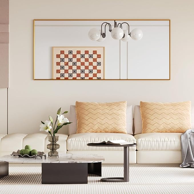 Tall Full Body Mirror, 68''x 29'' With Gold Aluminum Alloy Frame, Floor Length Leaning Against Wall for Bedroom Decor, Women Dressing