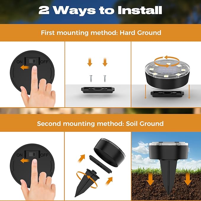 Mini Solar Ground Lights, 2 Pack Solar Lights Outdoor Waterproof, Upgraded LED Flat Landscape Lighting for Outside Pathway Garden Patio Yard Driveway,Cold White