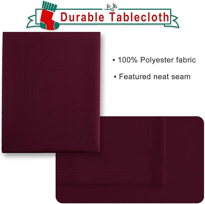 Hiasan Burgundy Tablecloth for Rectangle Tables - Waterproof, Spillproof & Wrinkle Resistant Washable Polyester Table Cloth for Dining/Party/Outdoor Picnic， 70 x 140 inch