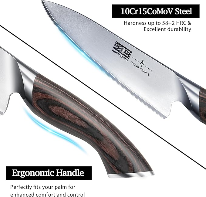 5 Pieces Knife Set, Japanese High Carbon Stainless Steel Kitchen Knife Sets, Professional Ultra Sharp Chef Knives Set with Ergonomic Pakkawood Handle