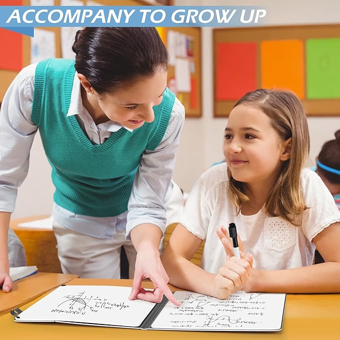 Mini Whiteboard 12"x9" Small White Board Dry Erase, Erasable Notebook Foldable Desk Whiteboard Holder Dry Erase Board, Office, Home, Travel, School, Portable (Blue)