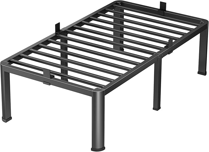 18 Inch Twin XL Heavy Duty 3500 lbs Bed Frame with Round-Corner Legs & Anti-Squeak Design – Quick Assembly Metal Platform, No Box Spring Needed