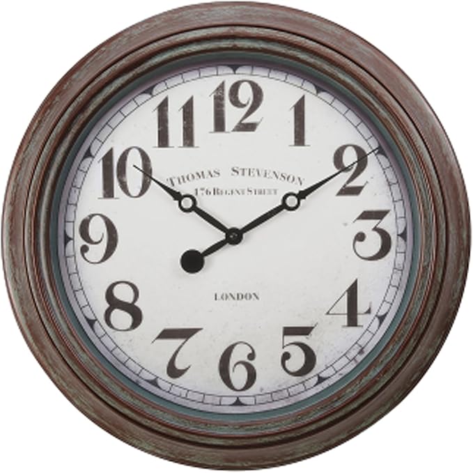 20 Inch Retro Farmhouse Wall Clock, Vintage Silent Non-Ticking, Battery Operated Decorative Clock for Living Room, Kitchen, Bedroom, Office and Home Decor, Bronze White Arabic Number