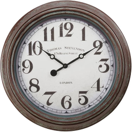 20 Inch Retro Farmhouse Wall Clock, Vintage Silent Non-Ticking, Battery Operated Decorative Clock for Living Room, Kitchen, Bedroom, Office and Home Decor, Bronze White Arabic Number