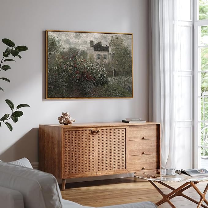 InSimSea Framed Canvas Wall Art Vintage Decor, Farmhouse Room Aesthetic, Living Room Wall Art, Cottagecore Bedroom Kitchen Bathroom Decor, 24"x36"