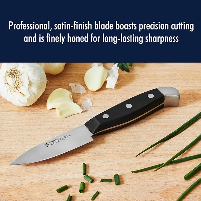 HENCKELS Statement Razor-Sharp 3-inch Compact Chef Knife, German Engineered Informed by 100+ Years of Mastery, Black/Stainless Steel