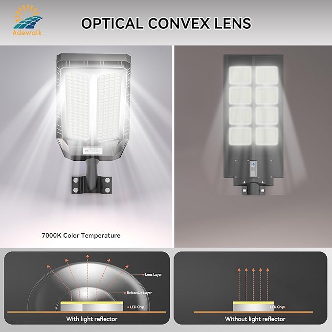 6000W Solar Street Lights Outdoor, 7000K Solar Light Outdoor LED Street Light Dusk to Dawn, LED Wide Angle Lamp with Motion Sensor and Remote Control, for Parking Lot, Yard, 2 Pack