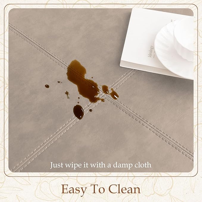 Modern Round Coffee Table, Farmhouse Ottoman Coffee Tables for Living Room, Large Vintage Leather Tables with Leather Upholstered Padded Seat [Round, Taupe, 30'']