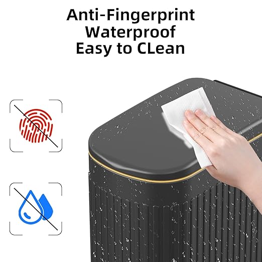 2.6 Gallon Slim Bathroom Trash Can with Soft Close Lid, 10L Stainless Steel Garbage Can with Removable Liner Bucket, for Narrow Spaces, Bathroom, Bedroom (Gray)