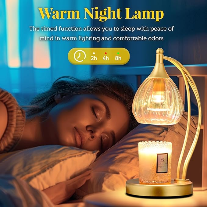 Candle Warmers for Jar Candles - Wax Melt Warmer with Timer Dimmer - Cozy Room Decor Aesthetic Home Gifts for Housewarming - 2 Bulb