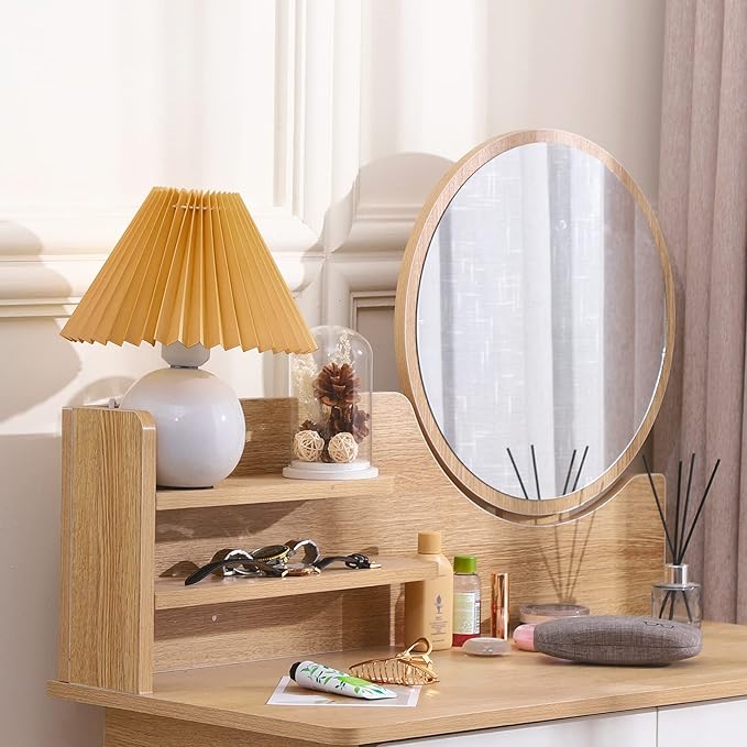 Zenply Korean Pleated Table Lamp, Bedside Nightstand Mini Lamp for Bedroom Living Room Small Spaces