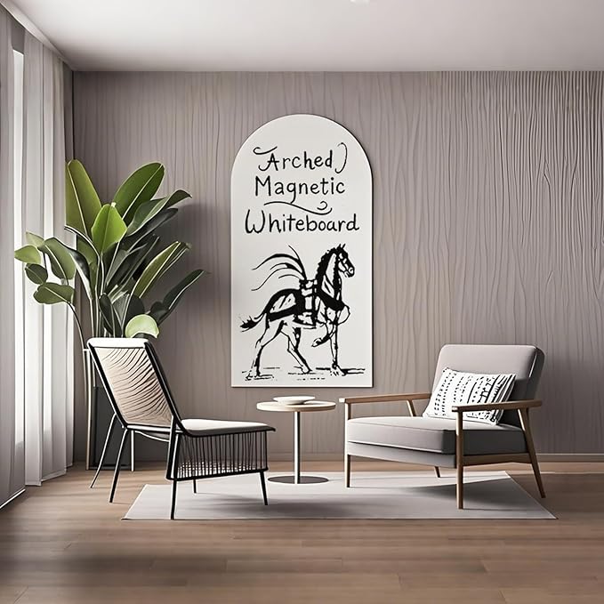 Magnetic Whiteboard Wall Arch Decal 40" x 17.3" Adhesive Dry Erase White Board Sticker with 36 Magnetic Letter for Kid Removable Contact Paper Peel and Stick Whiteboard Wallpaper Roll