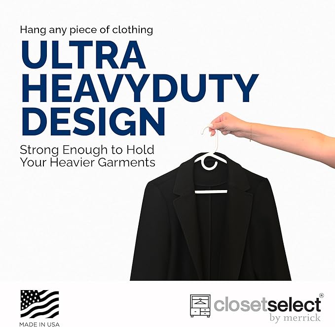 Ultra Heavy Duty Plastic Hangers, Made in USA, White Heavy Weight Hanger, 28 Pack