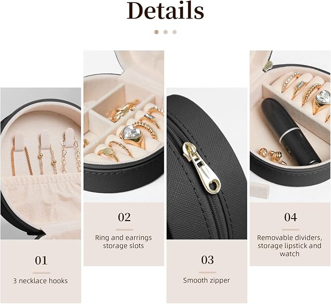 Personalized Jewelry Box Gifts for Women - Custom Jewelry Organizer with Image Text Logo - Customized Travel Leather Jewelry Case for Mom Wife Wedding Girls