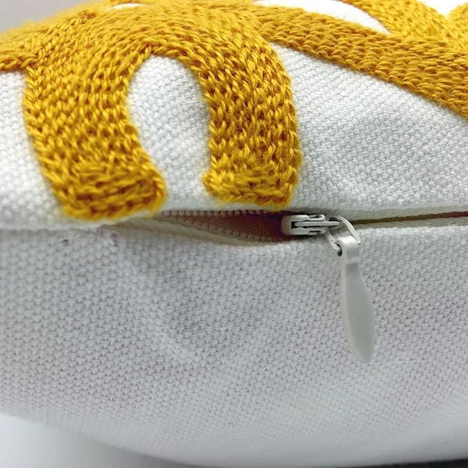 Alysheer Embroidered Lumbar Decorative Throw Pillow Cover 12"x 20", Classic Boho Mandala Embroidery Pattern Cotton Rectangular Cushion Case for Sofa Couch Living Room Bedroom(Mustard Yellow)