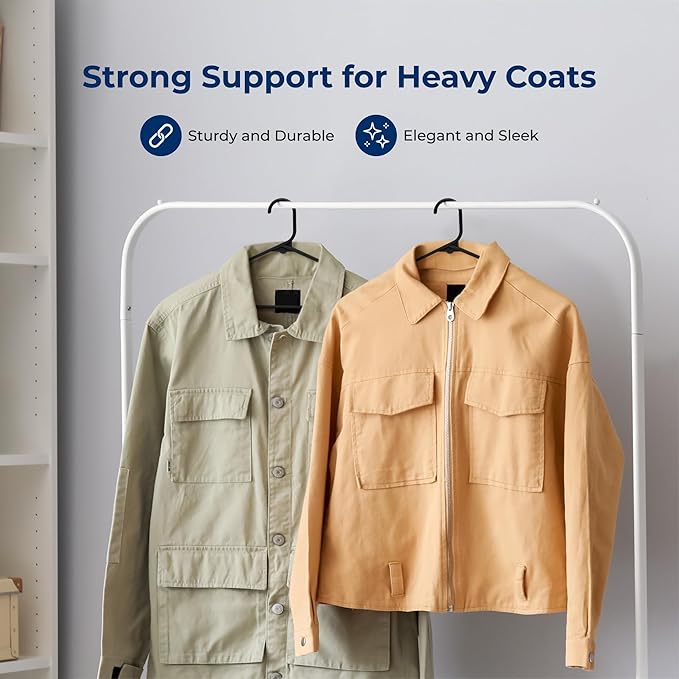 SereneLife 150 Pack Black Plastic Hangers, Non-Slip, Space-Saving Closet Organizers, Durable and Strong for Shirts, Sweaters, Hoodies, Kids Clothes & Dresses, Ultra-Thin, Lightweight