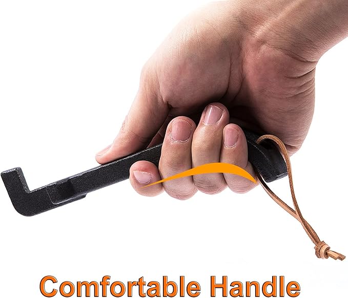 DELSbbq Cast Iron Barbecue Universal Grill Grid Lifter, 8 inch Long hot Surfaces handling Lifter Gripper for Most Charcoal Grills and Gas Grills