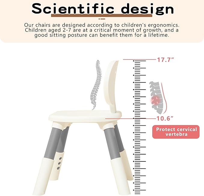 3 Level Height Adjustable Kids Chairs Plastic Preschool Chair Durable and Lightweight Child Chair with a Maximum Load Capacity of 130 pounds Suitable for Day Care, Classroom, and Home (1-Pack Grey)