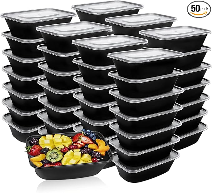 Tiny Meal Prep Containers, 12 oz [50 Pack] - mini Single 1 Compartment Food Meal Prep Containers Reusable, BPA Free Small disposable Food Storage Containers with Lids Microwave Dishwasher Freezer Safe