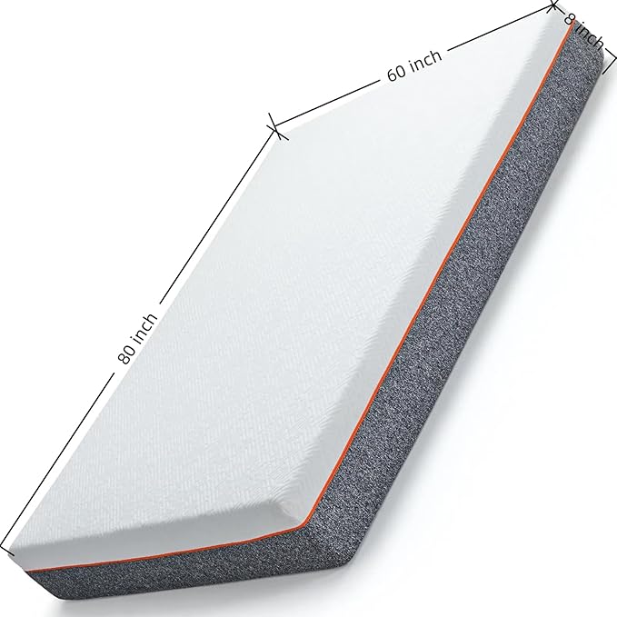 Marsail 8 Inch Queen Size Mattress, Cooling Gel Memory Foam, Fiberglass Free Breathable Cooling Bed Queen Mattress, Medium-Firm in A Box