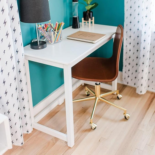Max & Lily Solid Wood Desk, 40 Inches, White