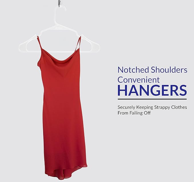 Royale Linens 20 Pack White Plastic Hangers for Clothes - Heavy Duty Clothes Hanger for Everyday Use - Lightweight & Space Saving Notched Plastic Hangers