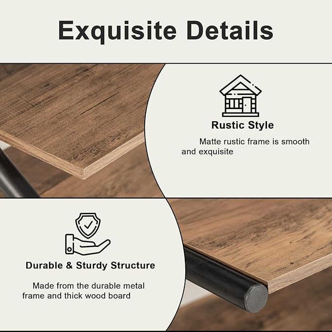 Shoe Rack, Z-Frame Wooden 3-Tier Shelf with Durable Metal Shelves, Shoe Organizer for High Heels, Hallway, Living Room, Closet, Bedroom (Light Rustic)