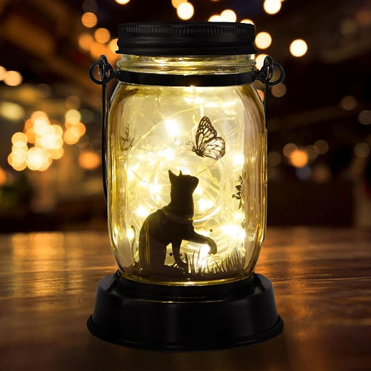 Styleonme Outdoor Solar Lanterns, Cat Lovers Gifts, Mother's Day Lantern Gifts for Mom, Grandma, Women and Everyone, Outdoor Mobile Gardening Garden Fence Path Decor Lights, Loss Cat Gifts